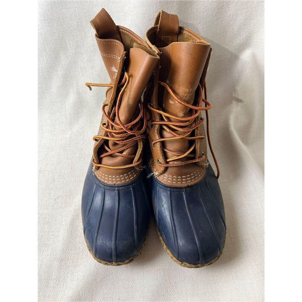 L.L. Bean Tan and Navy Leather Sole Boots